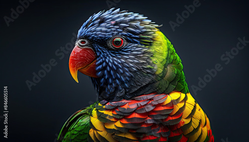 rainbow lorikeet parrot on black background 