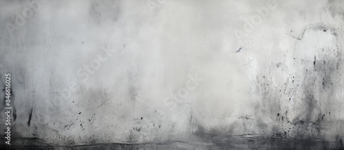 Texture of an aged cement wall with dark gray and black tones, portraying an abstract design under a gradient white background, suitable as a copy space image.