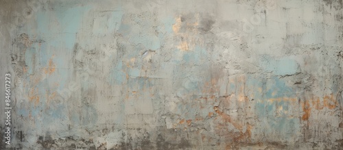 Grungy concrete surface with a weathered and worn wall showing damaged paint, suitable as a background or texture with copy space image.