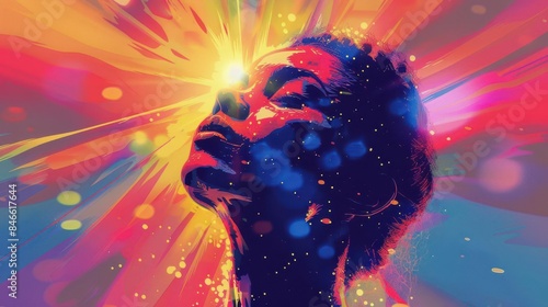 Positive thoughts illustrated with vibrant light