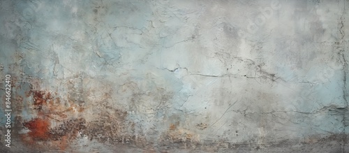 Grungy concrete surface with a weathered and worn wall showing damaged paint, suitable as a background or texture with copy space image.