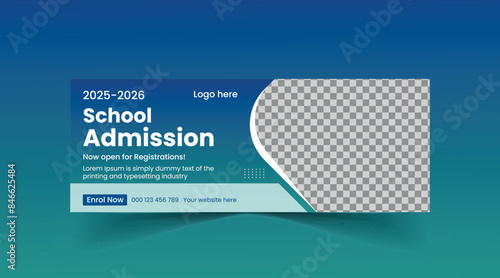 School admission banner template, admission banner