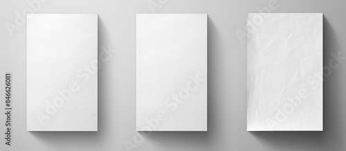 Set of isolated blank templates with a wrinkled paper effect for wall paper poster mockup with copy space image.