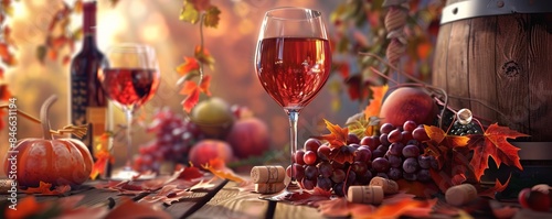 Autumn wine tasting with seasonal wines, sommeliers and wine enthusiasts, 4K hyperrealistic photo.