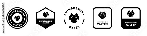 Ashwagandha Water - vector signs for product packaging label.