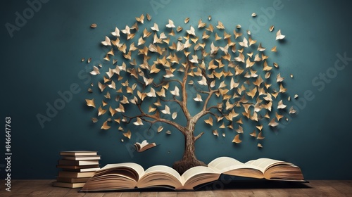 Tree of knowledge: celebrating international literacy day with books as leaves 