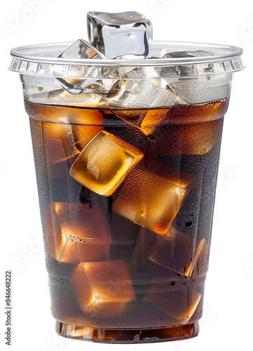 Iced americano coffee, black coffee, cold drink, PNG file, isolated background