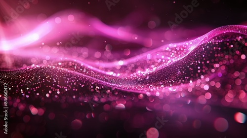 Pink particles wave. Dark vibration fluid waves. Best for sound and music visualization, quantum world visualization, and Technology.