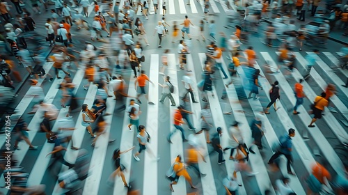 Busy Street Life: People Moving Together in the City