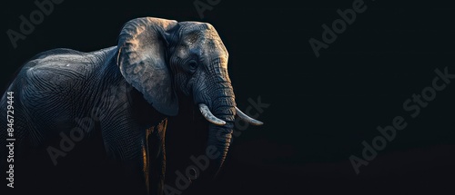 elephant, emblem of wildlife, stands isolated, its trunk and tusks symbolizing nature's grandeur