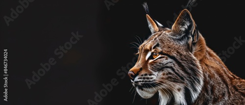 lynx looking away against a black background