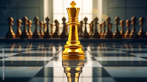 Strategic Leadership Success in Business - Chess Board Game Concept 3D Rendering Stock Illustration