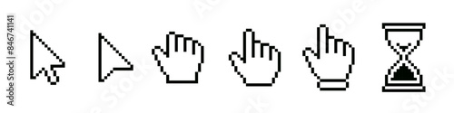 Cursor icon pixel. Computer pixel cursor.