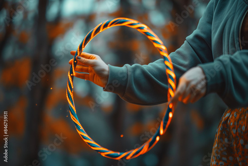 person spinning a hula hoop