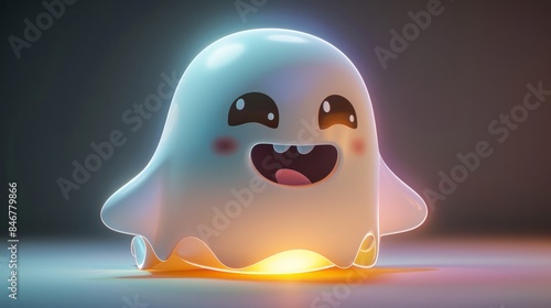A cartoon ghost with a winking eye on a transparent background