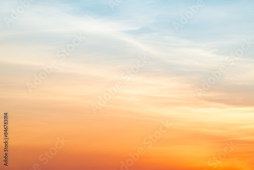 Beautiful , luxury soft gradient orange gold clouds and sunlight on the blue sky perfect for the background, take in everning,Twilight, Large size, high definition landscape photo