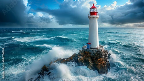 lighthouse in the middle of the ocean