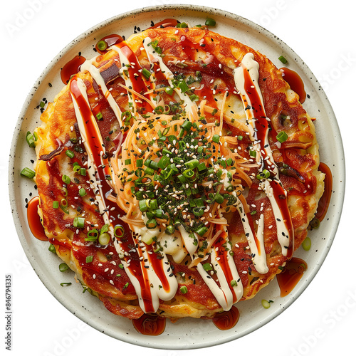 Japanese Okonomiyaki Pancake. transparent background