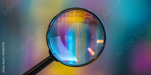 SEO analysis using a magnifying glass to improve website traffic and ranking. Concept SEO Analysis, Website Traffic, Ranking Improvement, Magnifying Glass, Keyword Optimization
