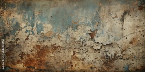 vintage textures of an old, rusty wall with peeling paint