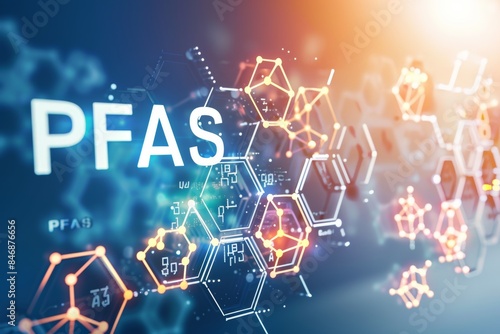 Cutting edge PFAS contaminants laboratory analysis for precise environmental testing, pollution and health risks symbol, banner