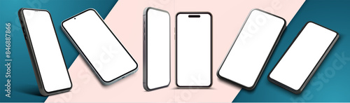 Collection of Modern Smartphones with Blank Screens - Vector Illustration for Mockups and Design Projects