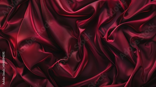 Dark red silk fabric Delicate crimson tissue texture rich ruby rose dress textile Luxurious pleated wine chiffon clothing burgundy 3d abstract waves vampire carmine background : Generative AI