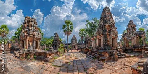 Wat Banan Temple in Battambang Cambodia skyline panoramic view