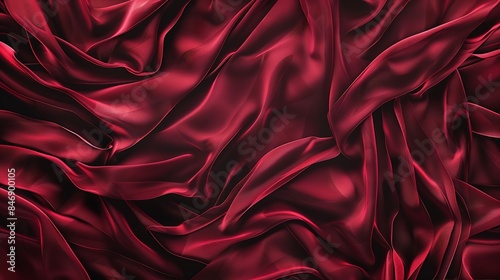 Dark red silk fabric Delicate crimson tissue texture rich ruby rose dress textile Luxurious pleated wine chiffon clothing burgundy 3d abstract waves vampire carmine background : Generative AI