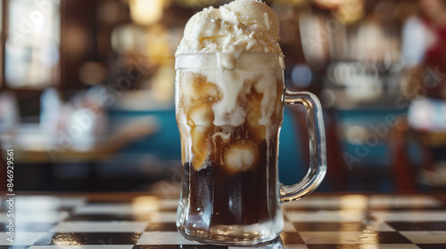 Nostalgic Root Beer Float with Vanilla Ice Cream
