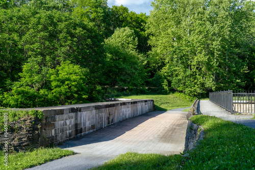 A Bridge and Aqueduct on the C And O Canal Trail in Maryland