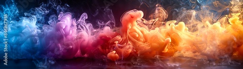 Colorful smoke swirls and dances in the air, creating a mesmerizing display of vibrant hues.