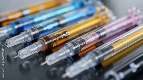 Insulin injection pen or insulin cartridge pen for diabetics. Medical equipment for patients with diabetes