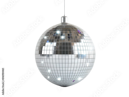 Hanging Disco Ball Isolated on PNG Cutout Transparent Background