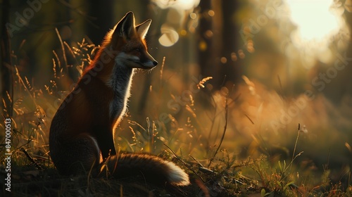 wildlife forest wildlife background wildlife silhouette wildlife portrait portrait of a red fox : Generative AI