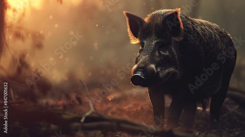wild boar in the wild and in freedom : Generative AI