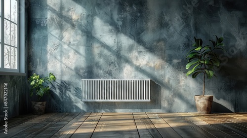 Energy-Efficient Home Comfort: White Metal Heating Radiator as Part of a Central Heating System with Thermal Insulation