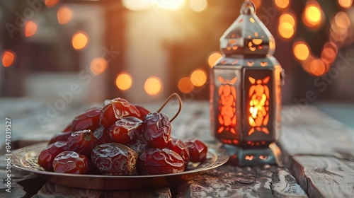 Ramadan Iftar Table with Traditional Moroccan Lanterns, Spiced Couscous, and Dates - Festive Culinary Celebration, Experience Culinary Delights: Arabic Dining, Lantern-Lit Evenings Gourmet Ramadan