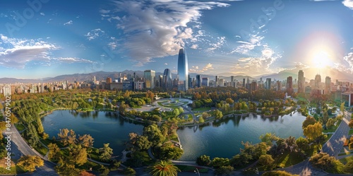 Parque Bicentenario in Santiago Chile skyline panoramic view