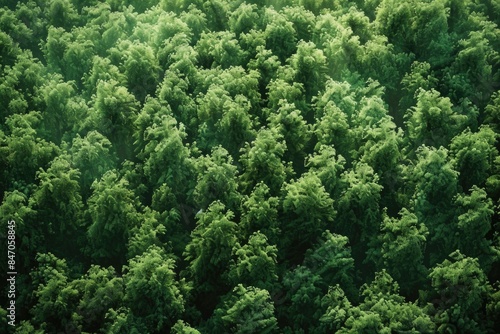 Aerial view of lush green forest with trees and foliage
