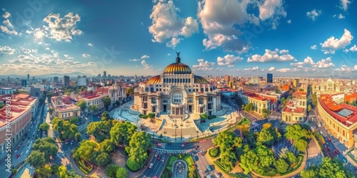 Palacio Nacional in Mexico City Mexico skyline panoramic view