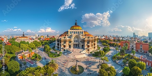 Palacio de Bellas Artes in Mexico City Mexico skyline panoramic view