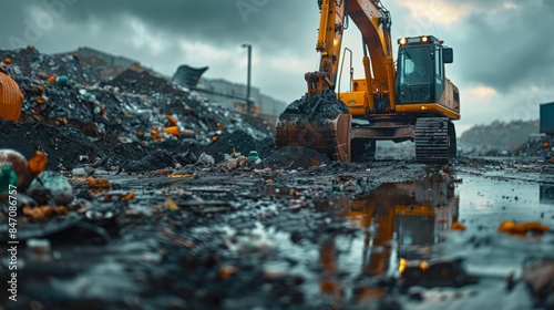 An excavator at a landfill moves mountains of waste, marking a significant step towards environmental clean-up and protection of public health.
