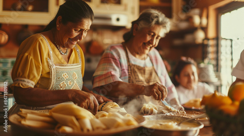 Women cooking food in a kitchen