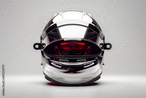 Casco de coche de carreras aislado sobre fondo blanco, casco de coche de carreras de cara