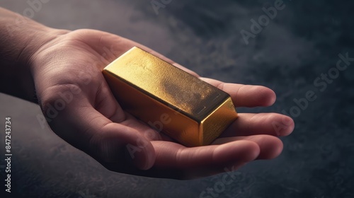 A single gold bar held in a person's hand