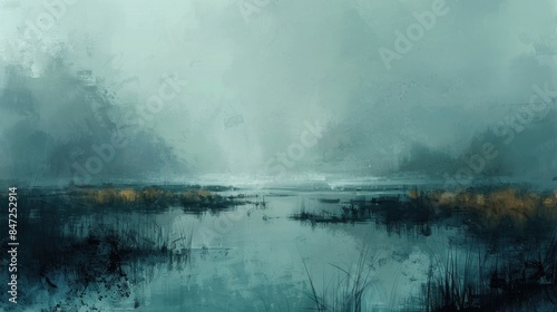 A Misty River Scene