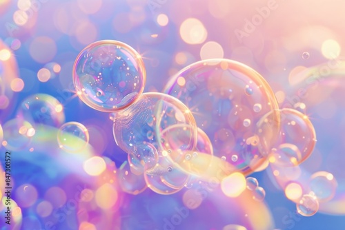 A cluster of bubbles rising into the air from an unknown source, possibly from someone blowing or popping