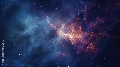 A beautiful space nebulas serves as the backdrop for this image, perfect for use in astronomy-related projects or as a visual element to add depth and interest