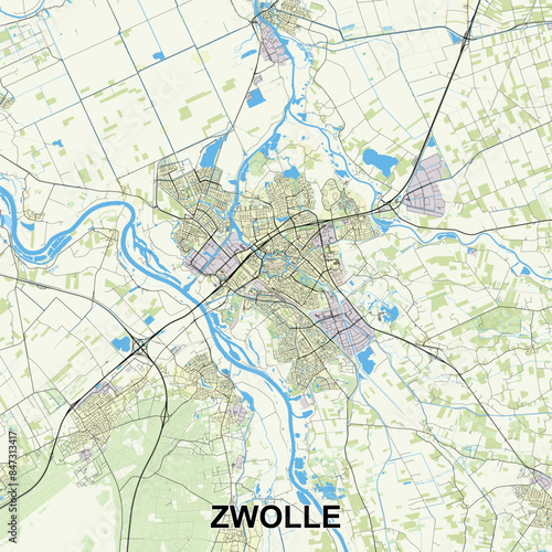 Zwolle, Netherlands Poster map art